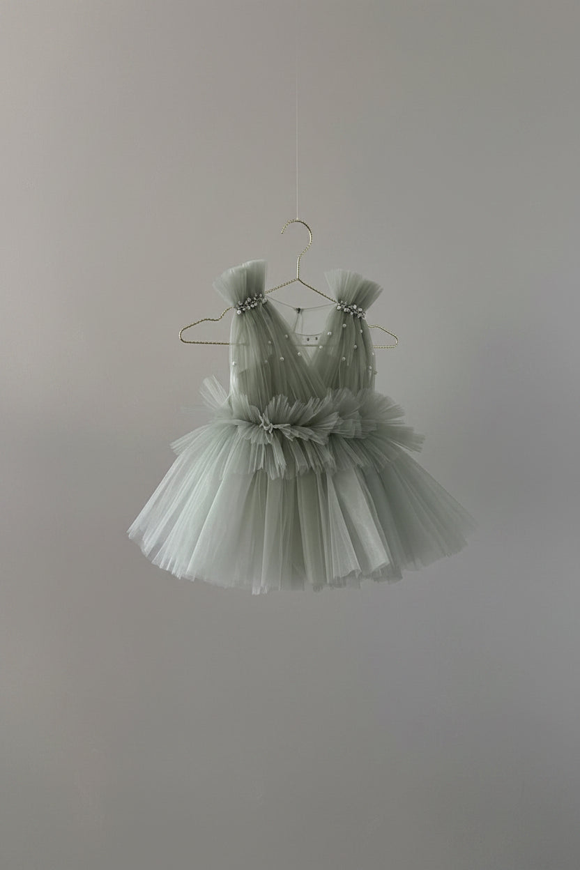 Robe élégante enfant 2 ans en tulle vert