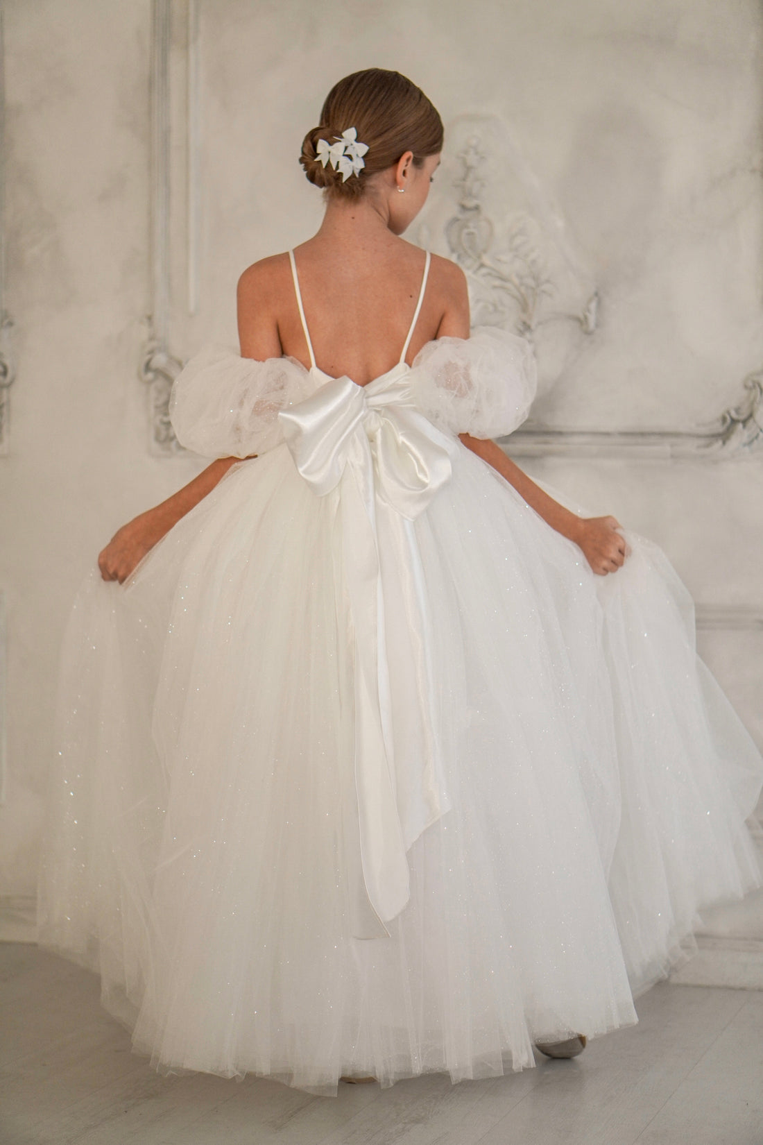 Robe de cérémonie fille blanche en tulle Rosa Blue Dresses