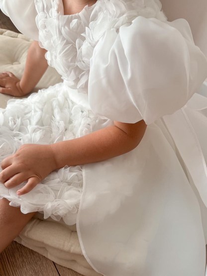 robe demoiselle d'honneur enfant blanche avec traîne amovible